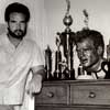 Bodybuilder Steve Reeves with bust by artist Kenneth Kendall