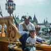 Fantasyland Skyway and building of Chicken of the Sea Ship Au,gust 1960