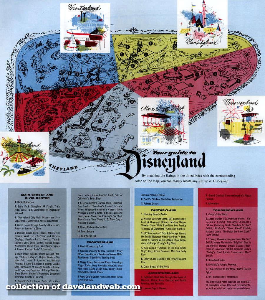 disneyland map rides. 1955 Disneyland Map
