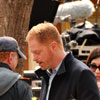 Photo of Modern Family taping at Disneyland with Jesse Tyler Ferguson, Eric Stonestreet, and Aubrey Anderson-Emmons, February 29, 2012