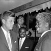 John F. Kennedy and President Sekou Toure of Guineaat Disneyland Main Street Station October 1959