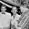 Main Street Train Station, Opening day with Ronald Reagan, Bob Cummings, and Art Linkletter, July 17, 1955