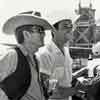 James Dean and Bob Hinkle on the set of 'Giant,' 1955