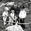 Branch cutting ceremony with grandkids Tammy, Joanna, and Chris Miller, May 1960