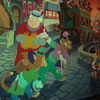 Disneyland Pinocchio's Daring Journey attraction mural January 2007