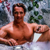 Arnold Schwarzenegger photo in bathtub, April 1986