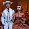 Tonner Rhett Butler doll and Tonner Scarlett O'Hara doll wearing Franklin Mint Battlefield outfit