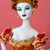 Madra Lord doll wearing Tonner Gone with the Wind Belle Watling outfit