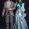 Tonner convention Rhett Butler doll and Tonner Scarlett O'Hara doll wearing Franklin Mint Rhett's Promise outfit