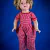 Shirley Temple 18 inch composition doll wearing Bright Eyes aviator outfit with custom shoes by Kristen Hopkins