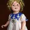 Shirley Temple Ideal 18 inch composition doll wearimg Poor Little Rich Girl Emblem Dress