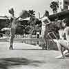 Mari Blanchard and Lori Wilson at Hollywood Roosevelt Hotel pool, 1953