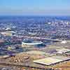 Aerial view of Veteran's Stadium and The Spectrum, Philadelphia, October 2001