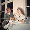 John Agar and Shirley Temple at Robert Stack party wearing wardrobe from Adventure in Baltimore, 1949