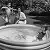 Shirley Temple at home with son Charles and daughter Lori, August 1957